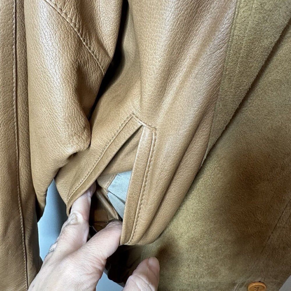 El Corte Ingles Donci Women's Camel Beige Tan Blazer Jacket 12 (42) Leather‎ - Picture 6 of 16